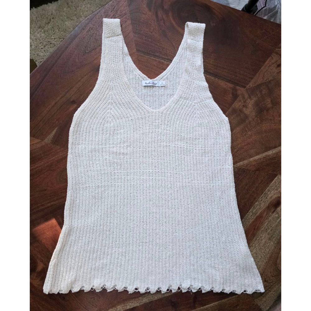 Women's Another Love XL Ivory Knit V-Neck Tank Top